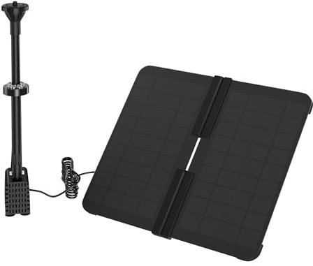 FIVMEN Solar Springbrunnen Solarbrunnen für Draussen 20W Solarspringbrunnen mit 4 Düsen Teichpumpe für Teich Vogeltränke Pool Garten (Klappbare)