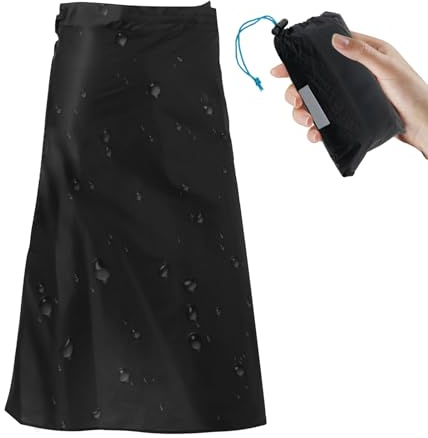 Ultraleichter Regenrock, 150D Nylon, Regen-Kilt, wasserdichte Regenbekleidung zum Radfahren, Reiten, Camping, Wandern, faltbarer Regenrock mit Aufbewahrungstasche (schwarz)