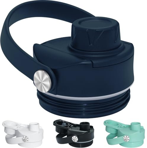 Upgraded Chug Cap for YETI Rambler Water Bottle 12 18 26 36 oz Lid Accessories, Big Handle Spout Cap for Rtic Lid Accessories, Easy to Detach Gasket, Navy