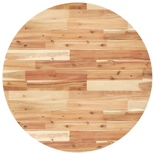 vidaXL Tischplatte, Holzplatte Rund, Massivholzplatte für Esstisch Bartisch Beistelltisch, Ersatztischplatte, Ø80x2cm Massivholz Akazie