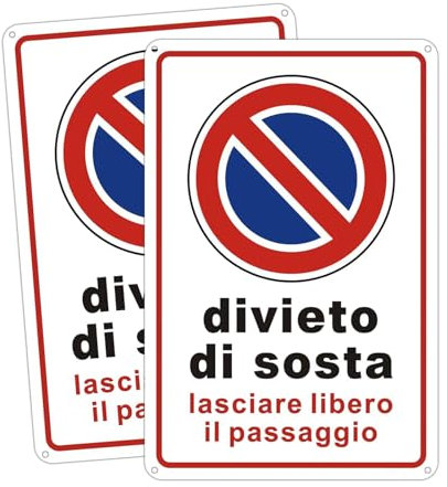 2 Pezzi Cartello proprietà privata Divieto di sosta– 20x30 cm Cartelli stradali Alluminio Metallo – Lasciare libero il passaggio!