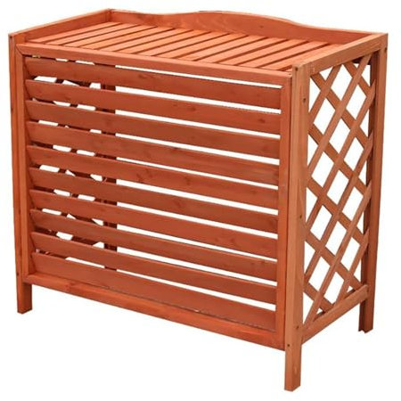 Cubre Aire Acondicionado para Exterior cubierta de aire acondicionado de Madera Maciza Valla de partición Soporte para Plantas de Madera Resistente A La Intemperie(80x23x69cm)