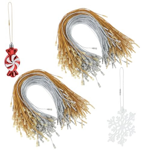 Molain 400 Stück Weihnachten Ornament Haken, Weihnachten Ornament Aufhänger mit Snap für Hang Tags Vorgeschnittene Seile für Weihnachtsschmuck Basteln Markenschild Preis