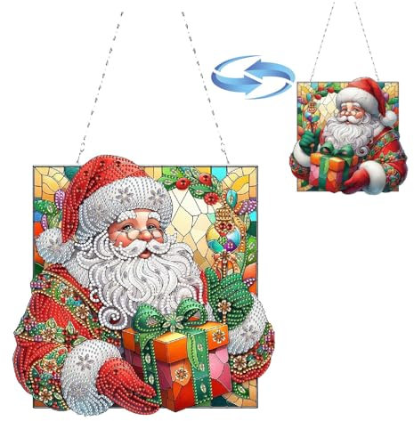 Lebartm Adorno colgante de diamante de Navidad con forma especial de diamante de cristal para colgar, patrón de doble cara, diamante de una sola cara para decoración del hogar, jardín, pared, puerta,
