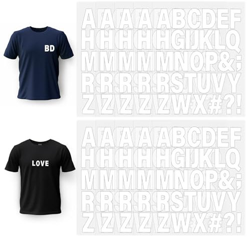 10 Blätter Buchstaben zum Aufbügeln, Buchstaben Aufbügeln, Wasserdicht Bügel Patches, 4 cm Vinyl Buchstaben Wärmeübertragungsbuchstaben Mit A-Z für Textilien Kleidung T Shirts DIY Dekoration