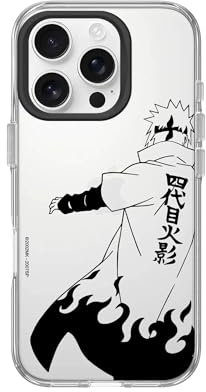 RhinoShield Clear Case Kompatibel mit [iPhone 16 Pro] | Anti-Vergilbung, hohe Transparenz, schützende Handyhülle, Aussparung für Kamerataste - Schwarz Kamera-Ring [Naruto/Skizze - Minato]