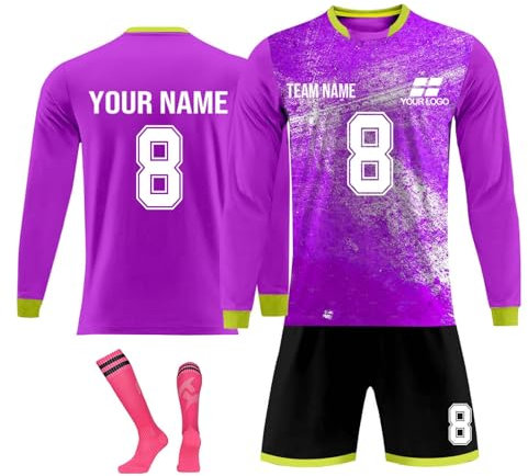 Long Sleeve Personalised Football Kit for Kids Boys Football Jersey Men Jersey Sets 2024 Football Fans Gifts Soccer Jersey Training Shirts Kit with Socks