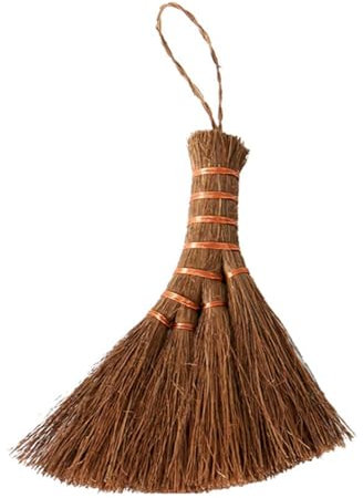 Natural Broom - Heavy Duty Handmade Broom Car Broom | Retro Static Electric Broom with Hanging Rope, Stiff Bristle Design and Short Handle for Easy Floor and