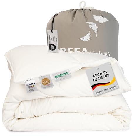 BEFA SOFT Daunendecke Winter 100x135 cm | Federbettdecke 90% Federn & 10% Daunen | atmungsaktiv & pflegeleicht | für Allergiker (NOMITE) | Tierwohl (DOWNPASS) | Oeko-TEX Klasse 1 | Made in Germany