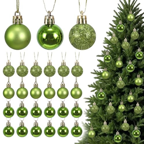 XehCaol Weihnachtsbaumkugeln Lustige Weihnachtskugeln Satz Christbaumkugeln Kunststoff Weihnachtskugeln Weihnachtsbaumschmuck Urlaub Hängende Ornamente Dekoration (Grün-24pcs)