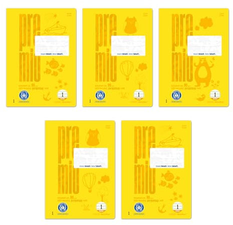 Staufen premio Schulheft - 5 Hefte je 32 Blatt, DIN A4, Lineatur 1 (5 x 5 x 5 mm liniert), 90 g/m² Recyclingpapier