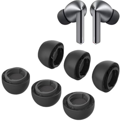 Aiivioll Memory Schaum-Ohrstöpsel für Samsung Galaxy Buds3 pro 6 Stück(S/M/L ) Ersatz-Ohrstöpsel aus Memory-Schaumstoff für Samsung Galaxy Buds3 pro (Schwarz)