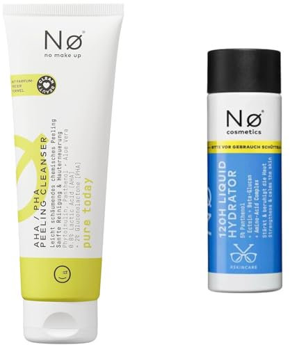 No Cosmetics Set – AHA/PHA Peeling Cleanser & 120h Liquid Hydrator, sanfte Reinigung & intensive Feuchtigkeitspflege für alle Hauttypen, vegan & parfümfrei + Purelife Sticker