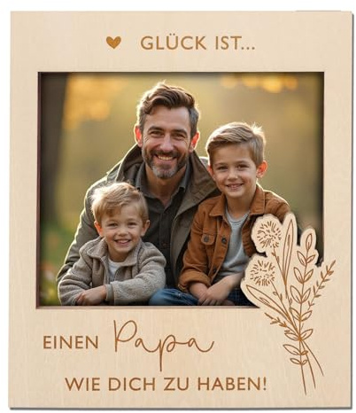 Joli Coon Geschenk Papa, magnetischer Bilderrahmen, Geschenke für Papas | Fotoeinschub für gemeinsame Erinnerungen, naturfarbene Geschenkschachtel