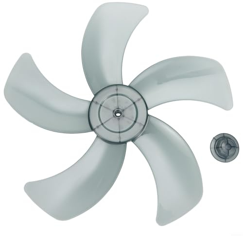 Yuanpgky Ersatzteile für 40,6 cm Standventilator oder Tischventilator, Haushalt-Kunststoff-Lüfterblatt 5 Flügel mit Mutterabdeckung für Standventilatoren, geräuscharm (schwarz)