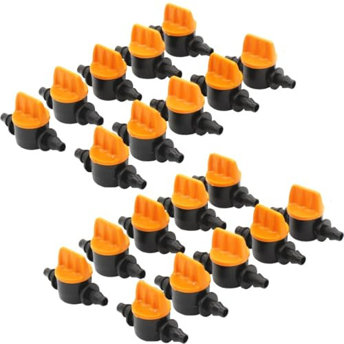 20 Mini Valvole dor Tubo Da 4/7 Mm, Valvola Di Controllo Del Flusso Dell'acqua Con Spina, Rubinetto Di Chiusura for Tubo Di Plastica for Micro Irrigazione, for Giardini, Prati, Sistemi Di Osmosi Inver
