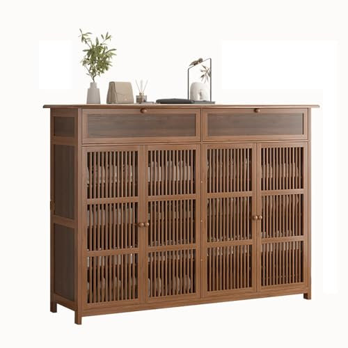 Etagère à Chaussures Armoire à Chaussures en Bois, Meuble à Chaussures Autonome De 4 étages avec 2 Tiroirs Coulissants pour Couloir, Hall, Salon 130 X 33 X 100cm