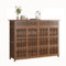 Armoire à Chaussures en Bambou, Armoire à Chaussures de 4 étages de Style Chinois, tiroir à clapet, 4 Portes Creuses, Rangement Chaussure avec Étagères, Brun, 130 * 35 * 100cm