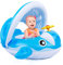 Peradix Wal Baby Schwimmring mit Sonnendach, Schwimmhilfe für Kleinkinder 9-36 Monate (Blau)