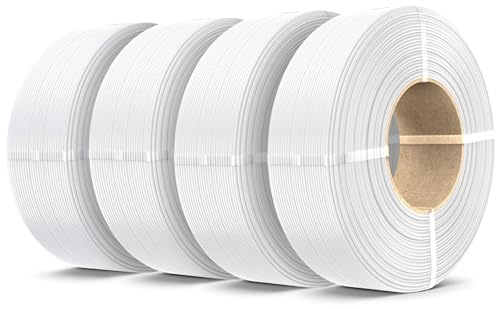 SUNLU 4KG PLA+2.0 3D Drucker Filament Refill, Hochzähes PLA+ Filament Bundle, No Spulen 3D Filament 1,75mm Für Bambu Lab 3D Druckern, 1KG/Rolle, 4 x Weiß