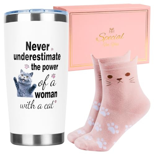 TOONGEEN Cat Gifts for Women, Cat Mum Travel Mug for Cats Lovers, 20oz | Funny Cat Lover Gifts, For Girls, Birthday Gifts, Mother's Day, Xmas Gifts, Keep Hot 6H, Keep Cold 12 H, Food Grade