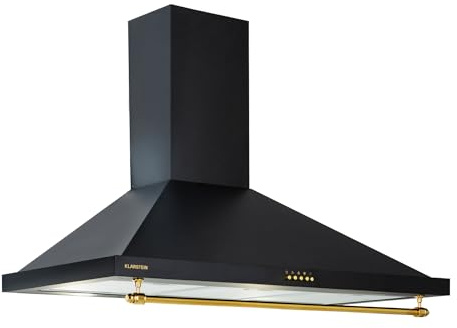 Klarstein Kitchen Cooker Hood, Chimney Cooker Hoods 90cm, Wall Mount Extractor Fan for Kitchens w/LED Lights, Hood Grease Filters, 591.5m³/h Airflow Hoods, Steel Extractor Fan
