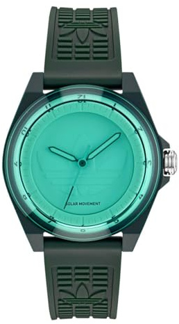 adidas Project Four SOLAR Unisex Armbanduhr, Solar-Dreizeigerwerk Analog, Kunststoff, 41 mm, Kunststoffarmband, Grün, 5 bar, Zifferblattfarbe: Grün, AOST25527