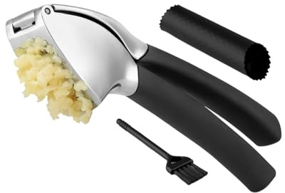 Garlic Press | Simple Kitchen Aid for Pressing | Stainless Steel Garlic Press for Crushing - For Frying Dishes Salad Soup Healthy Food Restaurant Camping Cooking