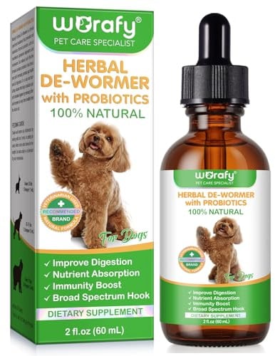 Bibonse Wurm-kur Hund Tropfen, Natürliche Wurm-kur für Hunde mit Probitika, Fördert Die Darmgesundheit, Immunitätsschub, Anti-para-siten, Geeignet für alle Hunde 60ml