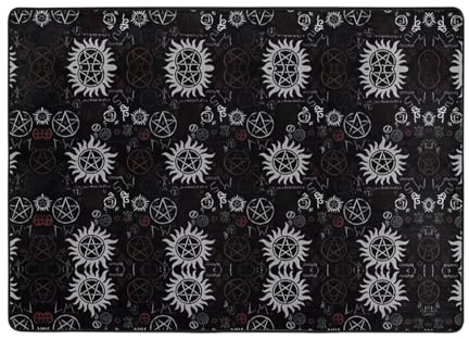 hhxvcv Supernatural Symbols Teppich mit schwarzem Druck, 203,2 x 147,3 cm, für Wohnzimmer, Büro und Schlafzimmer, Bodenteppich für den Innenbereich
