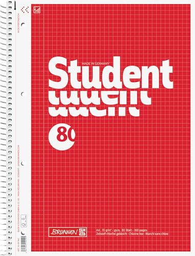 BRUNNEN Collegeblock Student | A4, Lineatur 22, 80 Blatt, rot
