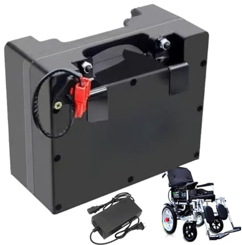 WSDAV Batteria per Sedia a rotelle elettrica da 24 V, 24 V, 6 Ah, 8 Ah, 10 Ah, 12 Ah, 15 Ah, 18 Ah, 20 Ah, 25 Ah, agli ioni di Litio per Motore da 0 a 600 W con Caricabatterie