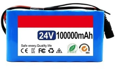 Batterie De Vélo Électrique 24V 100Ah 7S3P Batterie De E-Bike Batterie Haute Puissance avec Chargeur Boîtier en PVC étanche pour 250W 350W 500W 800W Moteur 24V 100Ah,XT60+T