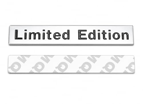 3D Limited Edition Auto Emblem Metall Aufkleber, Chrom/Schwarz/Rot, 10x2 cm, Selbstklebend, Wetterfest & Universal Badge für Auto, Motorrad, Dekor (Chrom (Schwarze Schrift))