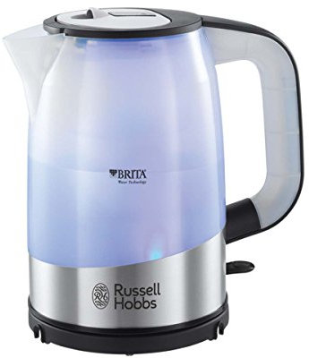 Russell Hobbs 18554-70 Purity Wasserkocher mit Brita Maxtra Filtertechnologie (gratis Filterkartusche,2200 Watt) leuchtet blau