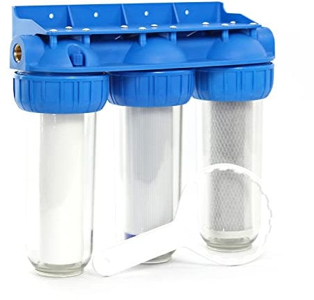 Naturewater NW-BR10B4 Filtre à eau potable à 3 étapes – 400 x 160 x 360 mm – 32,89 mm (1) – 360 l/h – avec Filtre à sédiments et bloc de charbon actif – Purification Filtration