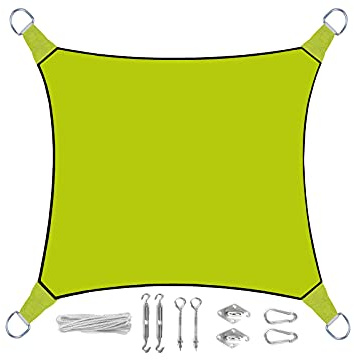Sonnensegel Quadratisch 3,6m Farbe Grün mit praktischem Ösen Montagekit - Sonnenschutz für Ihren Garten/Balkon!