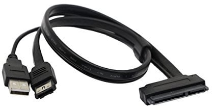SinLoon 2.5'' Hard Disk Drive SATA 22Pin to eSATA Data 5V USB Powered Cable Adapter for Optimized for SSD, Support UASP SATA IIIEC-SSHD(Black)