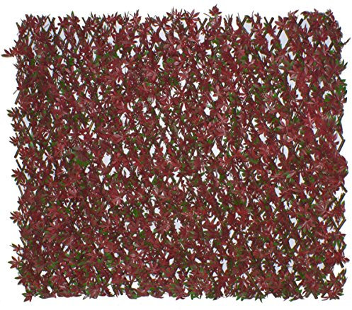 Papillon Artificial Red Acer Extendable Trellis Plastic Hedge Outdoor Fence Screening Privacy 2m x 1m (6ft 6in x 3ft 3in)