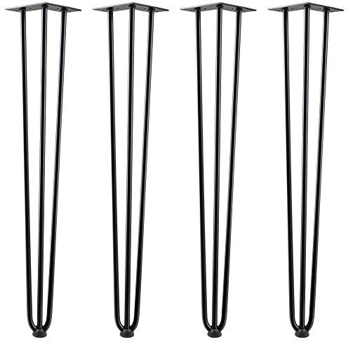 Zelsius 4er Set Hairpin Legs 71cm, Schwarz | Stahl Tischbeine, Haarnadelbeine | Hairpins für Do-It-Yourself Esstisch Arbeitstisch Beistelltisch Tisch Beine | Table Legs, Tischfuß, Schreibtischfüße