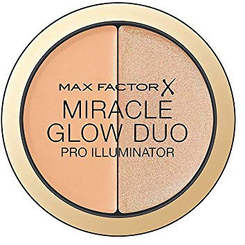 Max Factor Miracle Glow Duo Highlighter Medium 20 – Highlighter Puder mit Gold Schimmer – Für den perfekten Teint – Farbe Rose und Apricot – 1 x 8 g