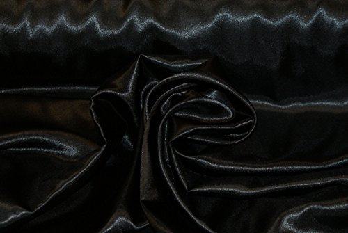 Stoff-Kollektion - Satin Stoff Meterware aus Polyester - Polyestersatin Glänzend & Doppelseitig 150cm breit – Ideal zum Nähen von Kostümen, für Bekleidung, als Dekostoff etc. - Schwarz