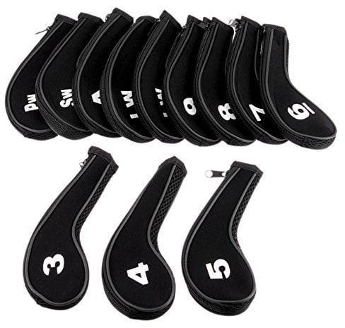 12 Pcs Golf Club Head Covers Neoprene for Outdoor Traveling All Golfing Enthusiasts,Black