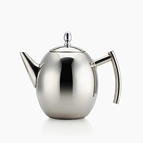 OnePine Tea Kettle Teapot Set with Infuser Filter and Lid,Large Capacity 1 L/34 oz Stainless Steel Diffuser Pot for Loose Tea, Green Tea, Coffee (Silver)