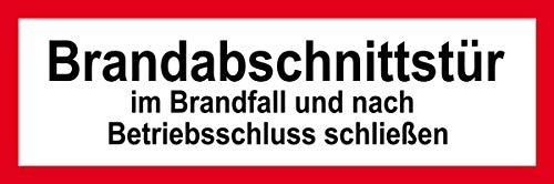 Feuerwehrschild - Brandabschnittstür - Aluminium Selbstklebend - 20 x 60 cm