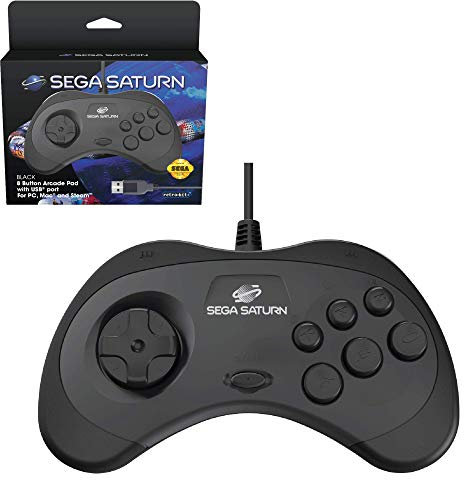 Retro-Bit Official SEGA Saturn USB Control Pad - Black