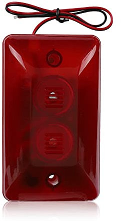 12V Sirene 15W verdrahtete Blitz-Sirene, Mini Alarmanlage Schutzalarmsystem, Ton-Alarm Strobe blinkendes rotes Licht 120dB für inländisches Wertpapier