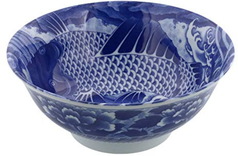 Zen Table Japan Ciotola Donburi blu e bianca prodotta in Giappone - Koi