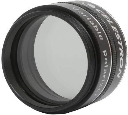 Celestron 94107 Variable Polarizing Moon Filter - Réduit la luminosité et l’éblouissement, compatible avec les oculaires 1,25, adapté à l’observation de la Lune, de Vénus et des étoiles doubles, noir