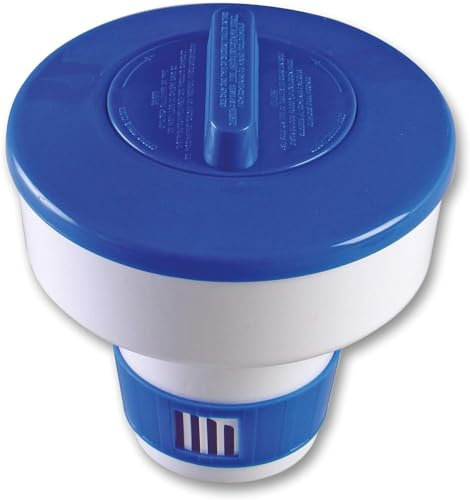 Dispensador de Cloro Piscina Flotante - Dosificador Ajustable, Mediano para Piscina. Capacidad para Pastillas de 200 g. Flotador para Piscinas, Spas y Jacuzzis. Fabricado en España